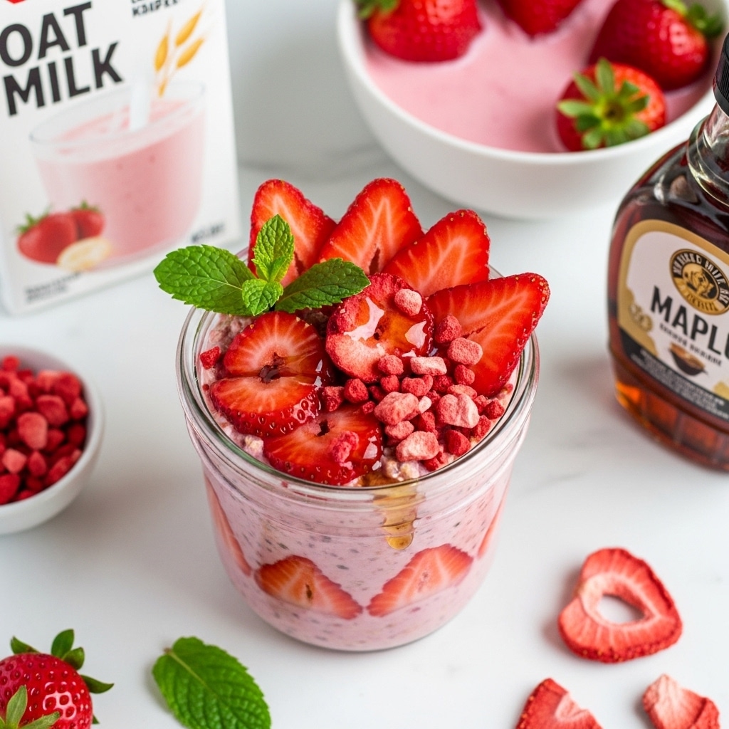 Vegan Strawberry Milk Overnight Oats Recipe