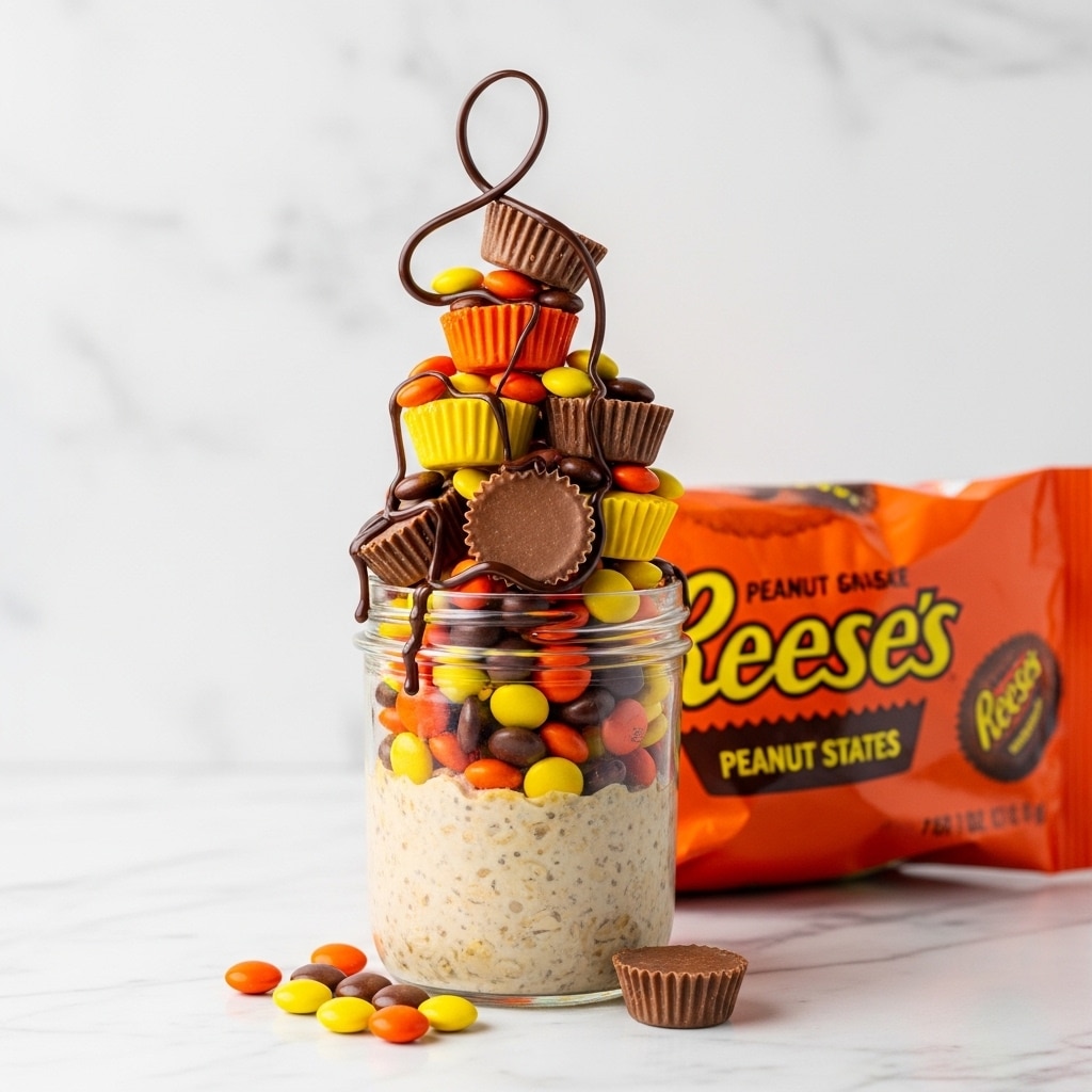 Reeses Pieces Overnight Oats: The Ultimate Peanut Butter Candy Breakfast