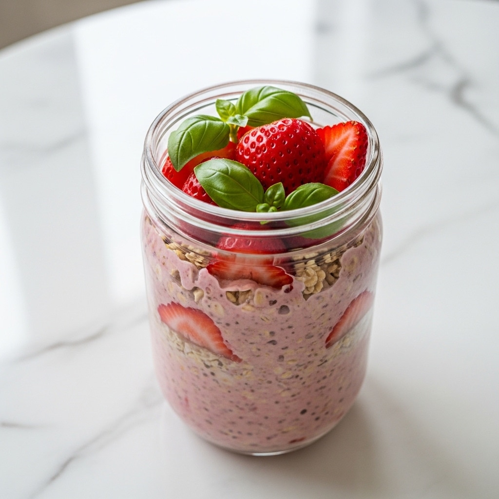 Strawberry Basil Overnight Oats (Easy 5-Min Recipe)
