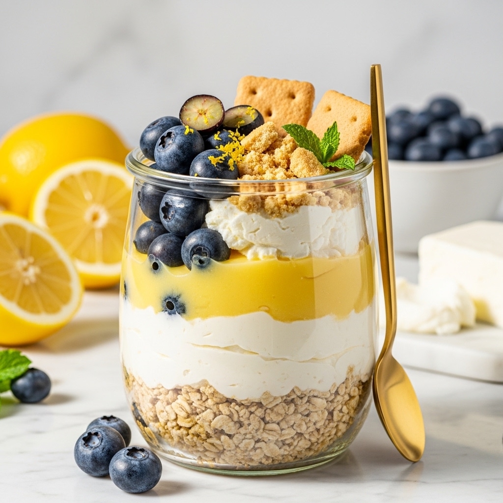Lemon Blueberry Cheesecake Overnight Oats