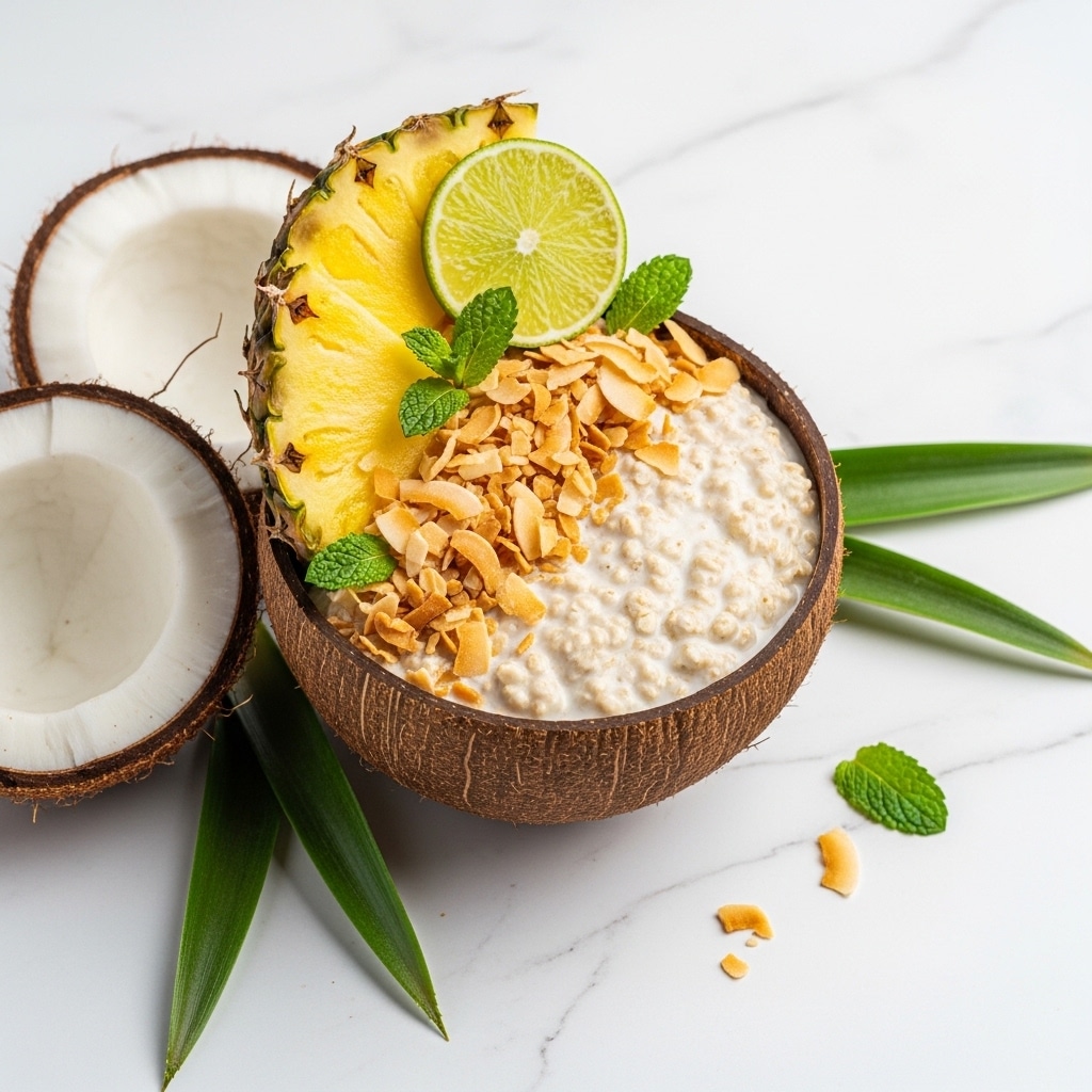 Tropical Overnight Oats with Pineapple Coconut