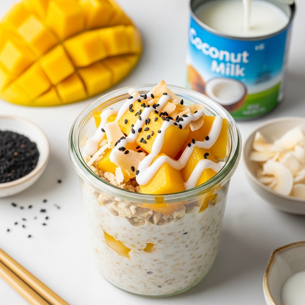 Mango Sticky Rice Overnight Oats Recipe