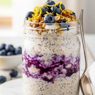 High Protein Lemon Blueberry Overnight Oats Recipe