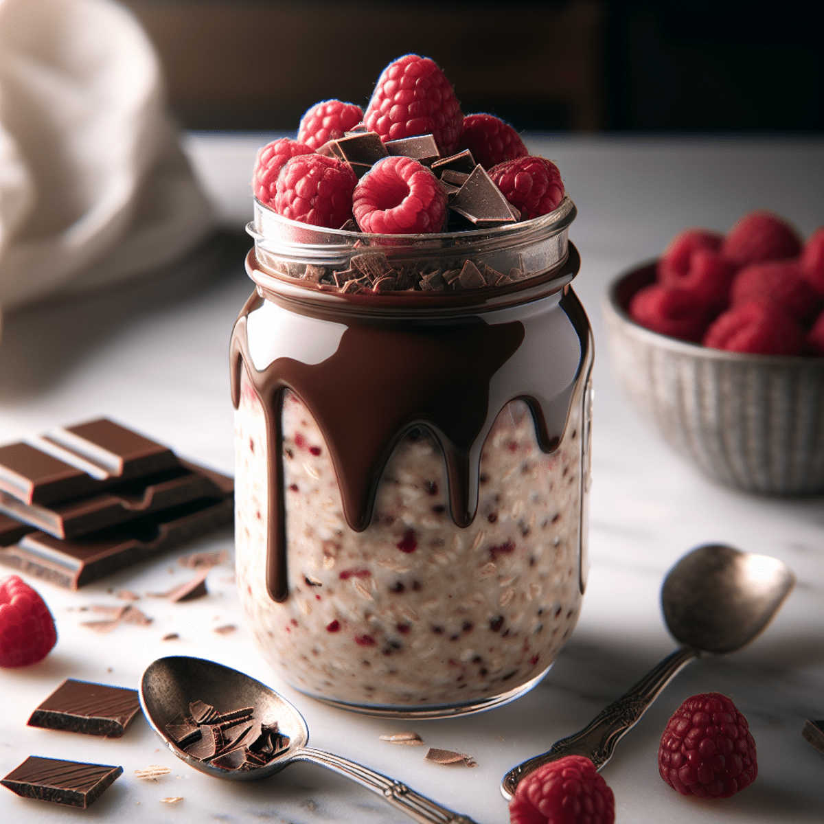 Dark Chocolate Raspberry Overnight Oats for Busy Mornings