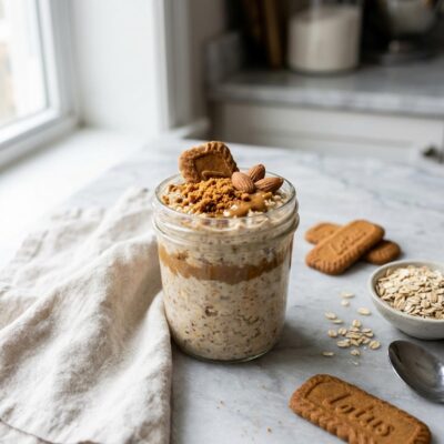 Biscoff Overnight Oats High Protein for Busy Mornings