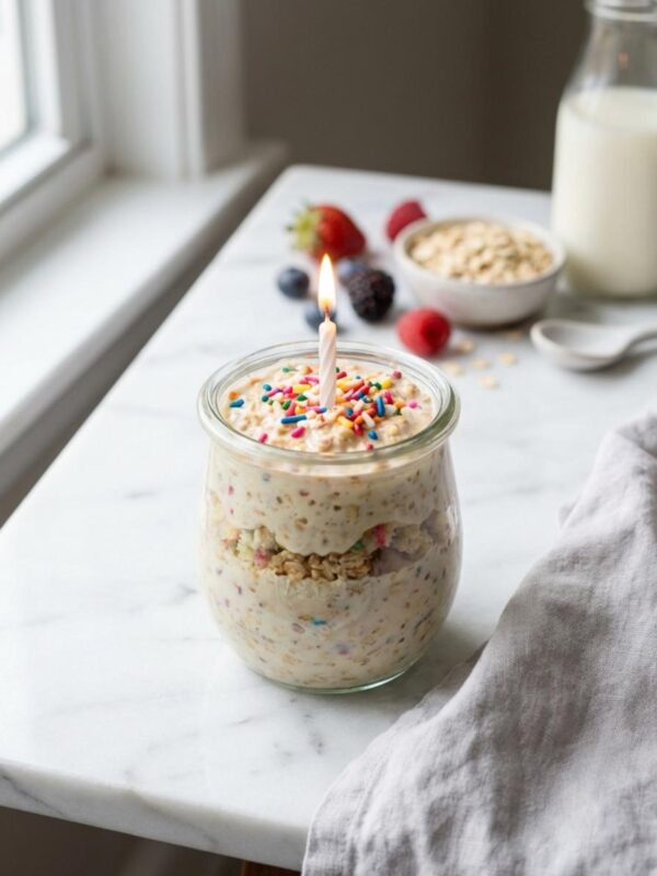 Birthday Cake Overnight Oats for Busy Mornings