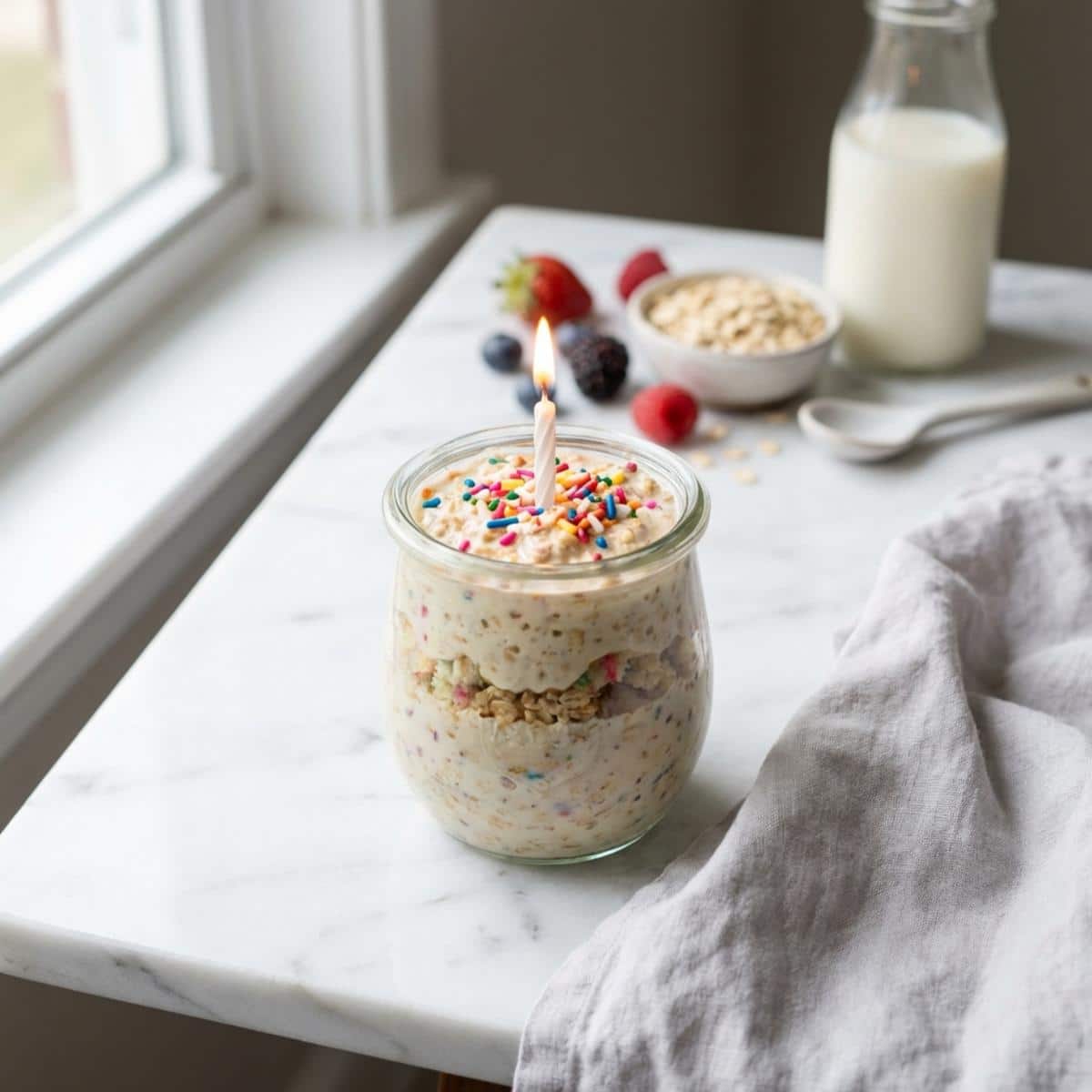 Birthday Cake Overnight Oats for Busy Mornings