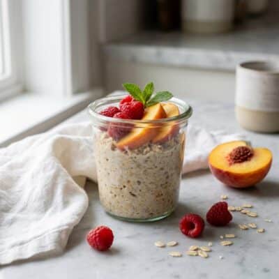 Lush Peach Melba Overnight Oats Recipe