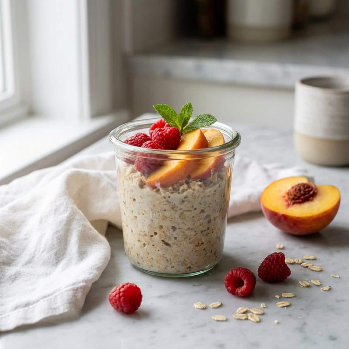 Lush Peach Melba Overnight Oats Recipe