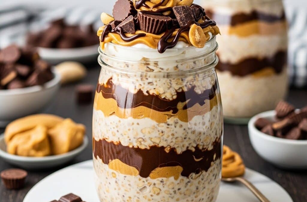 Creamy Moose Tracks Overnight Oats for Busy Mornings