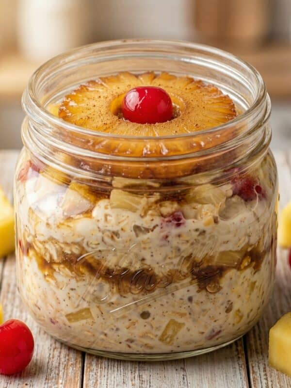 Pineapple Upside Down Cake Overnight Oats