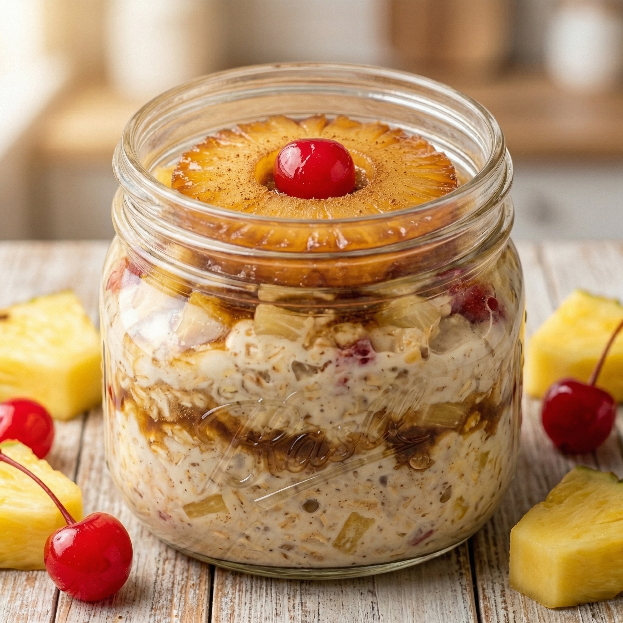 Pineapple Upside Down Cake Overnight Oats