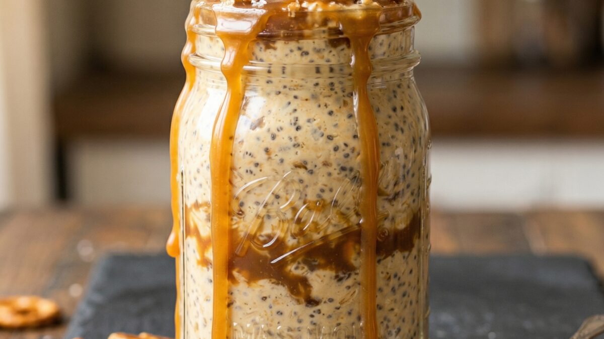 Salted Caramel Pretzel Overnight Oats Recipe