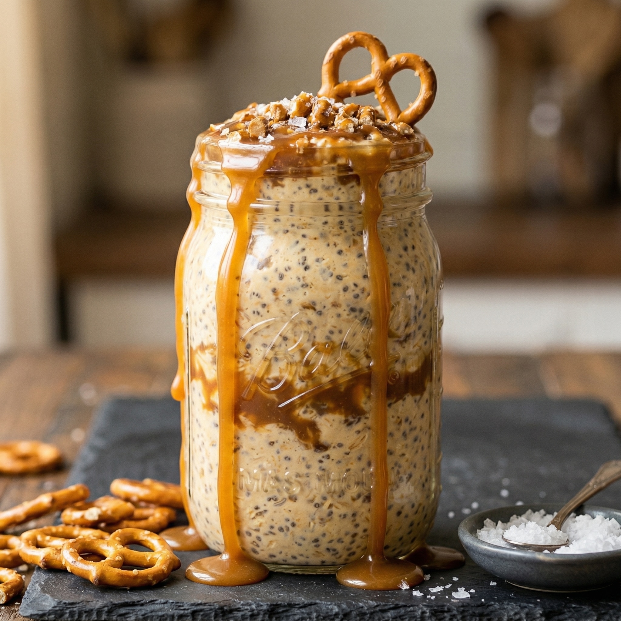 Salted Caramel Pretzel Overnight Oats Recipe