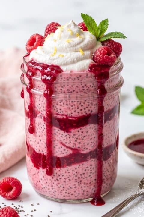 Healthy Raspberries Chia Pudding Delight