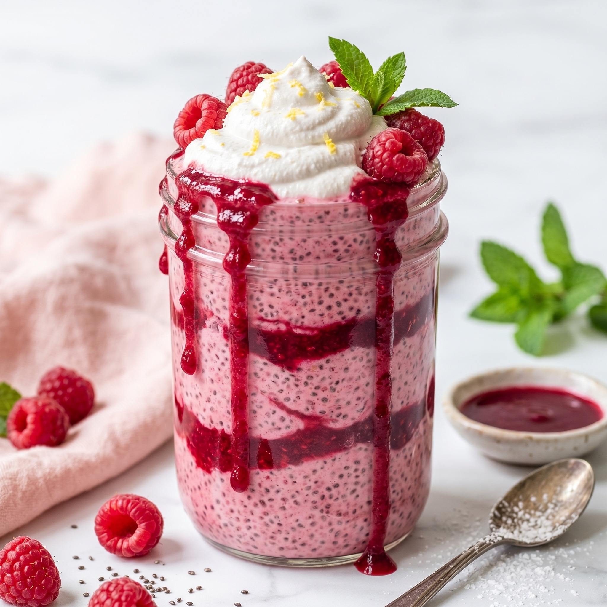 Healthy Raspberries Chia Pudding Delight