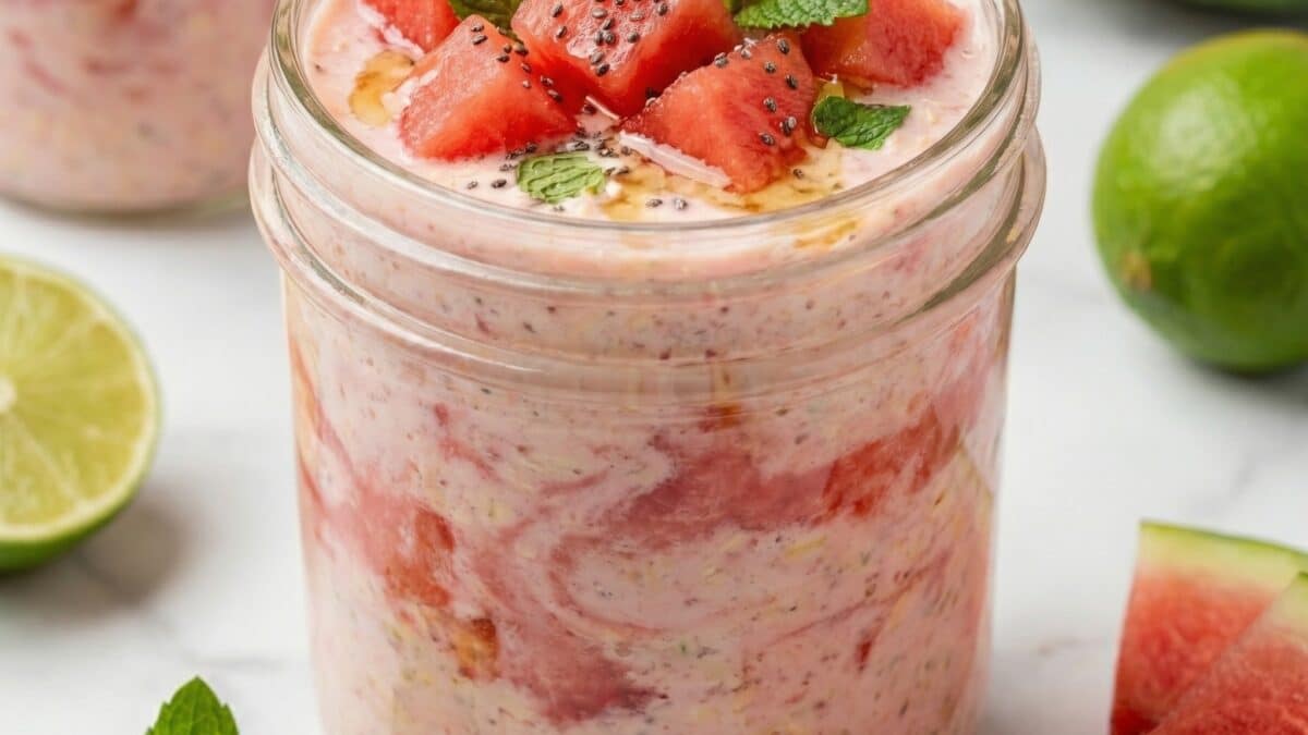 Watermelon Mint Overnight Oats