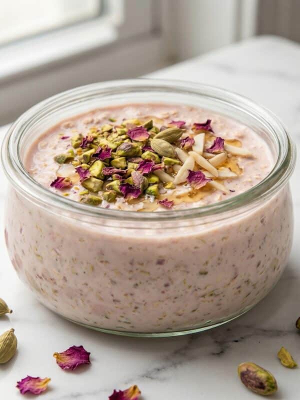 Rose Water Cardamom Overnight Oats Recipe