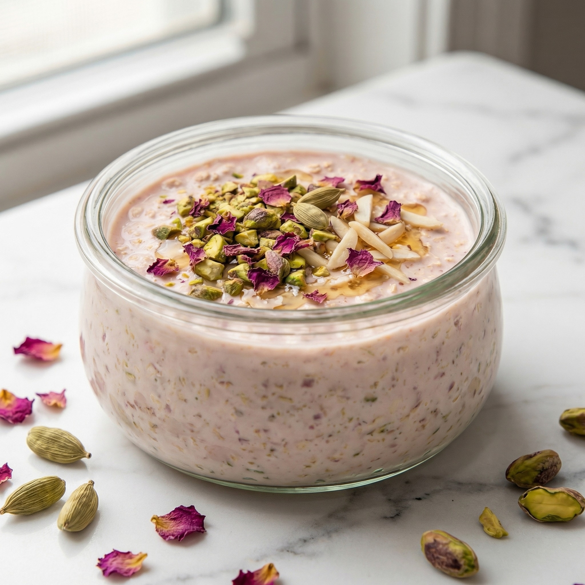 Rose Water Cardamom Overnight Oats Recipe