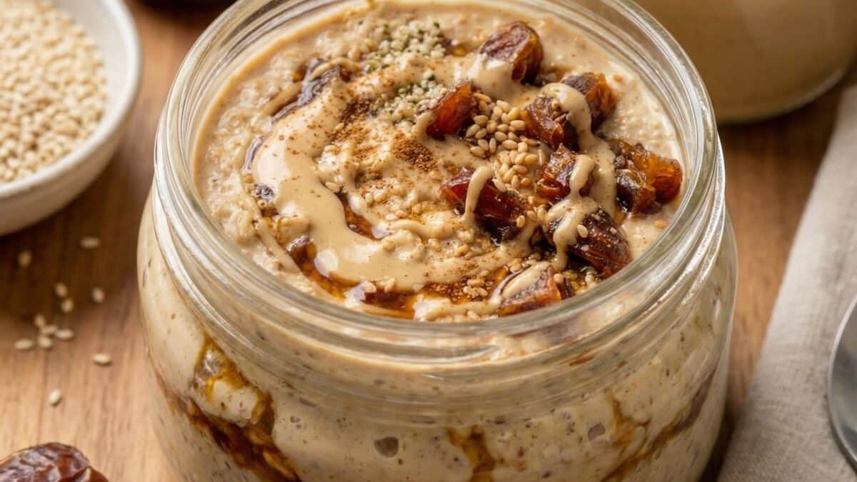 Tahini Date Overnight Oats Recipe